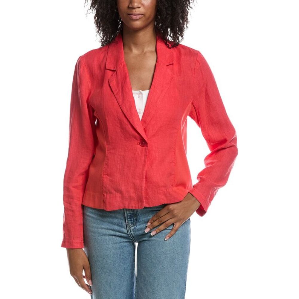 Michael Stars Womens Pearson Ribbed Mixed Linen Blazer, Pink